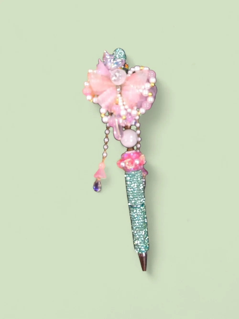 Pink Butterfly Beaded Pen